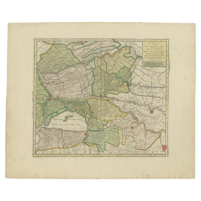 Antique Map of the 'Biesbosch' Region by Tirion, 1749 For Sale