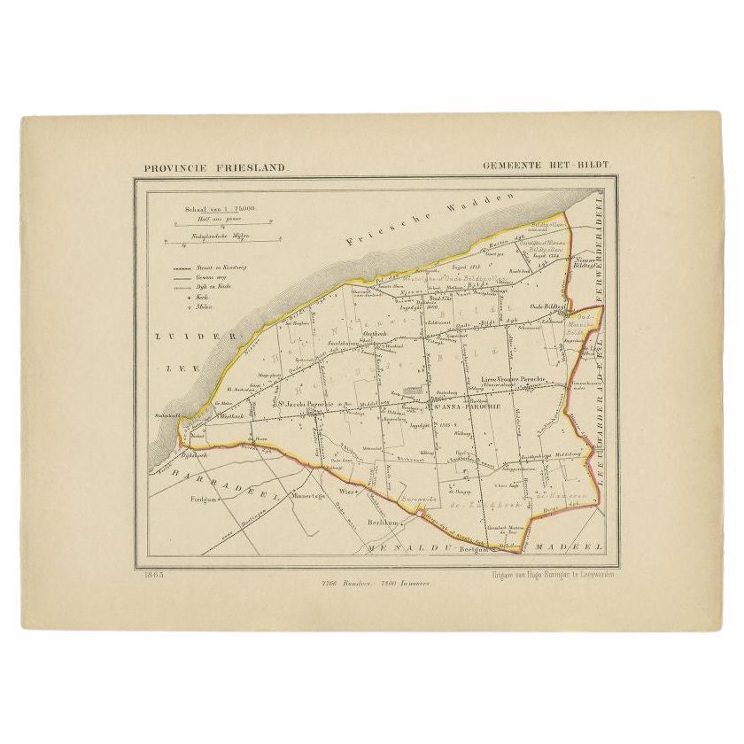 Antique Map of the Bildt Township by Kuyper, 1868 For Sale
