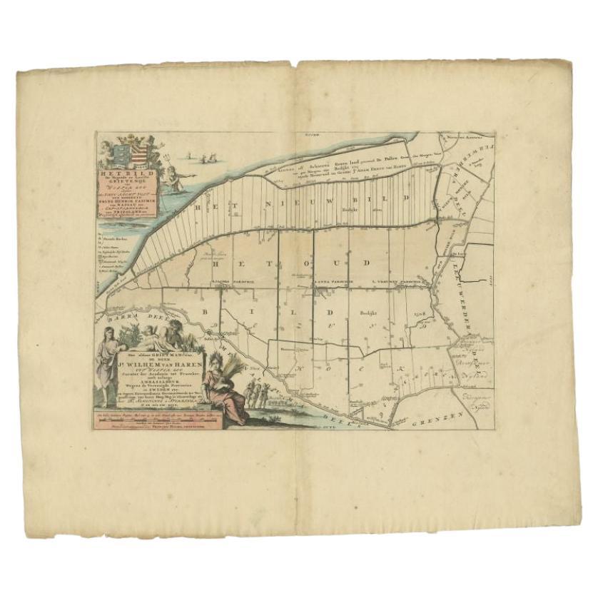 Antique Map of the Bildt Township 'Friesland' by Halma, 1718 For Sale