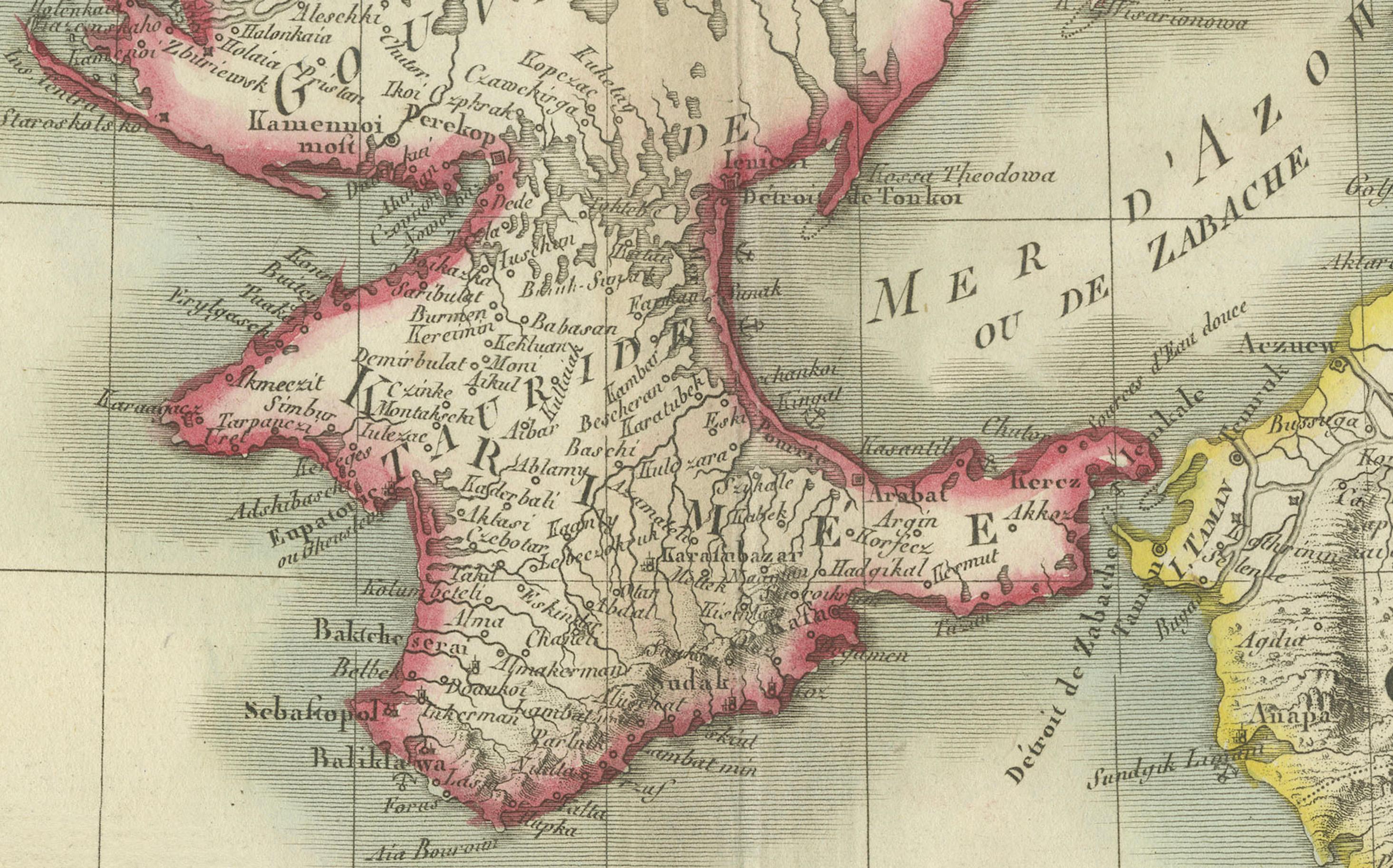 Antique Map of the Black Sea and Crimea by Pierre Antoine Tardieu (1784-1869) In Good Condition For Sale In Langweer, NL