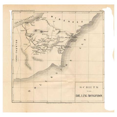 Antique Map of the Bolaang Mongondow District on Sulawesi by Stemler, c.1875