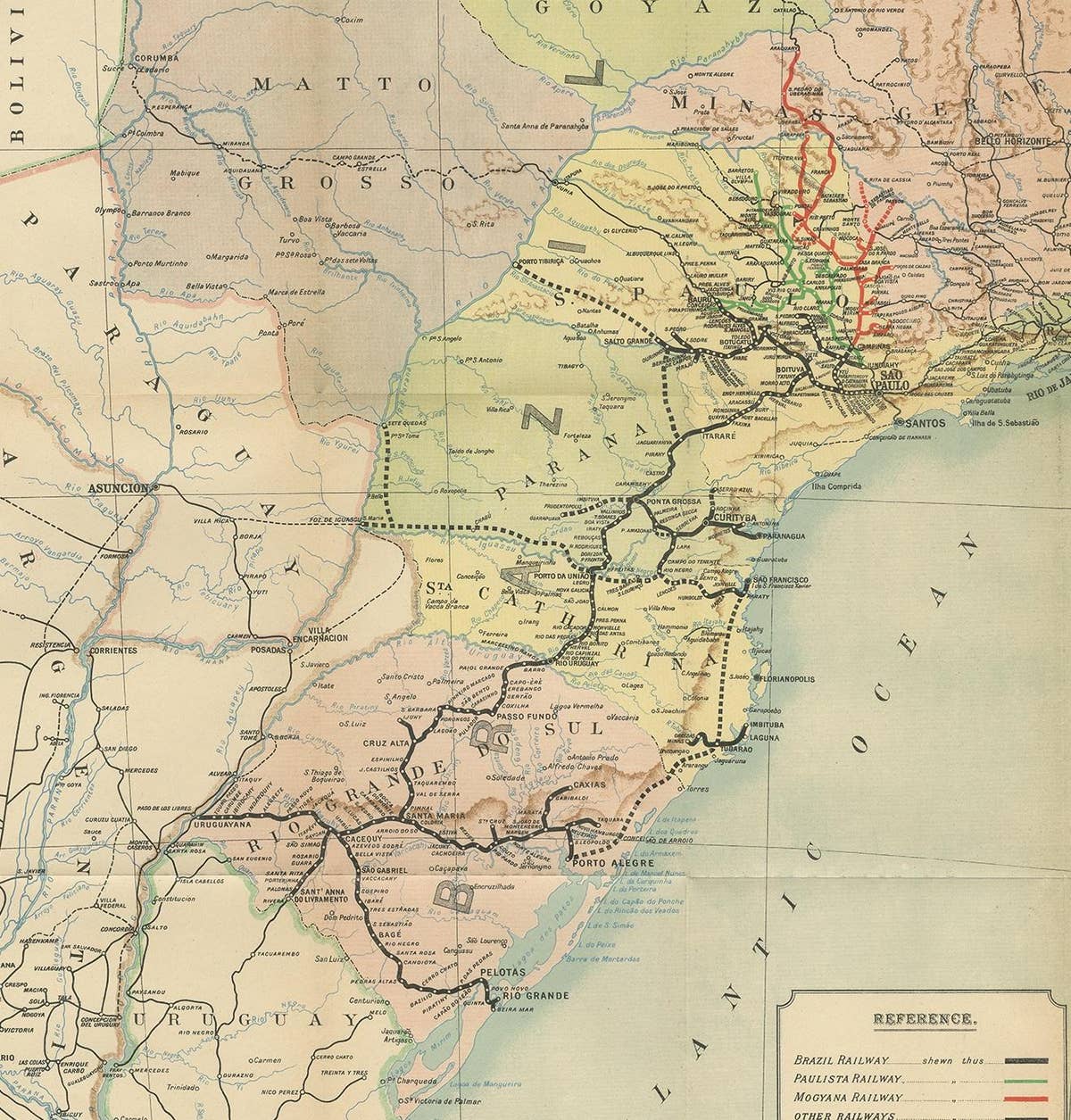 Antique Map of the Brazil Railway Company, '1912'