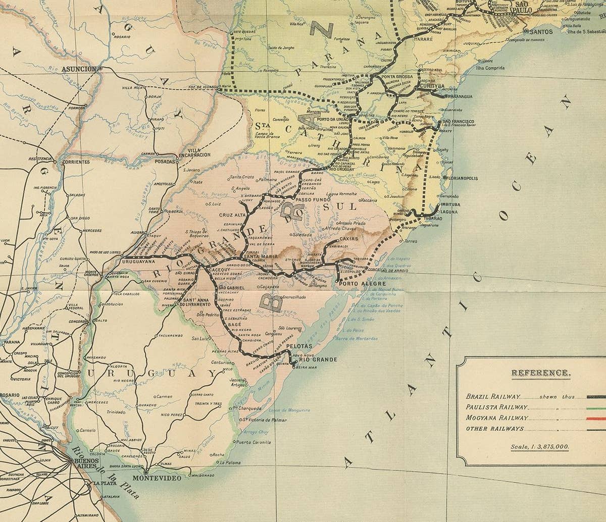 Antique Map of the Brazil Railway Company, '1912'