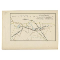 Antique Map of the Breaches of the Oude Rijn River, C.1890