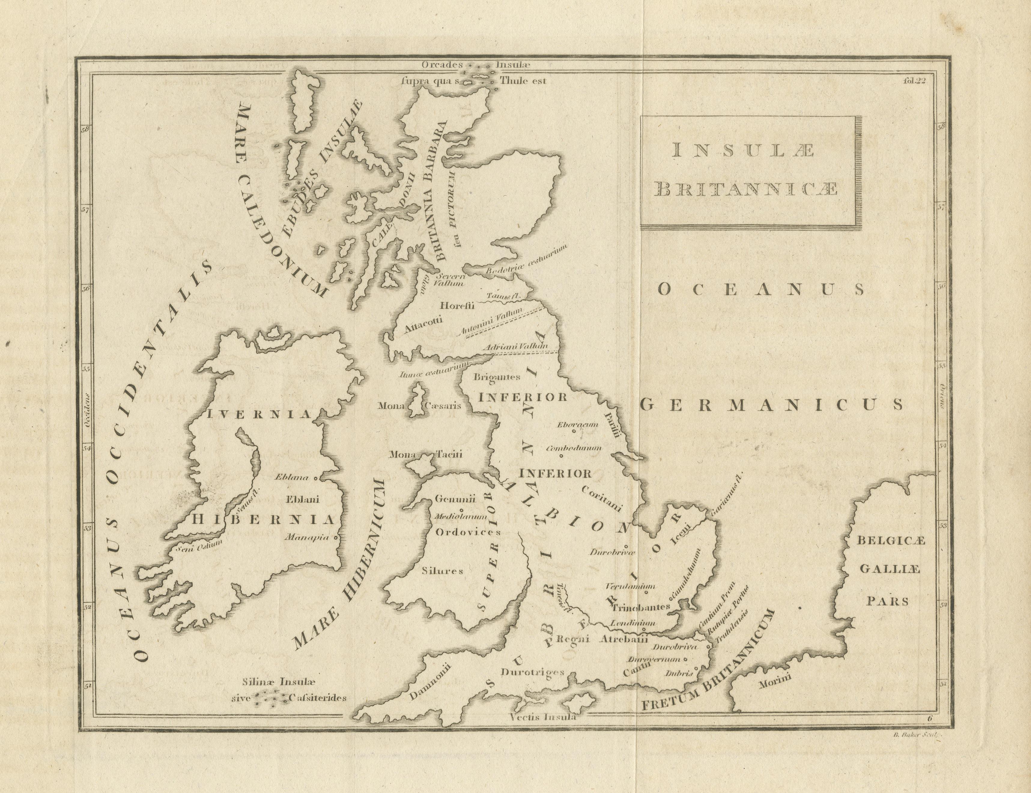 Antike Karte der britischen Inseln nach der Geografie des Römischen Kaiserreichs im Zustand „Relativ gut“ im Angebot in Langweer, NL