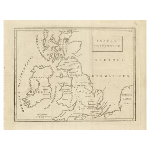 Old Map of British Isles According to the Geography of the Roman Empire, ca.1790