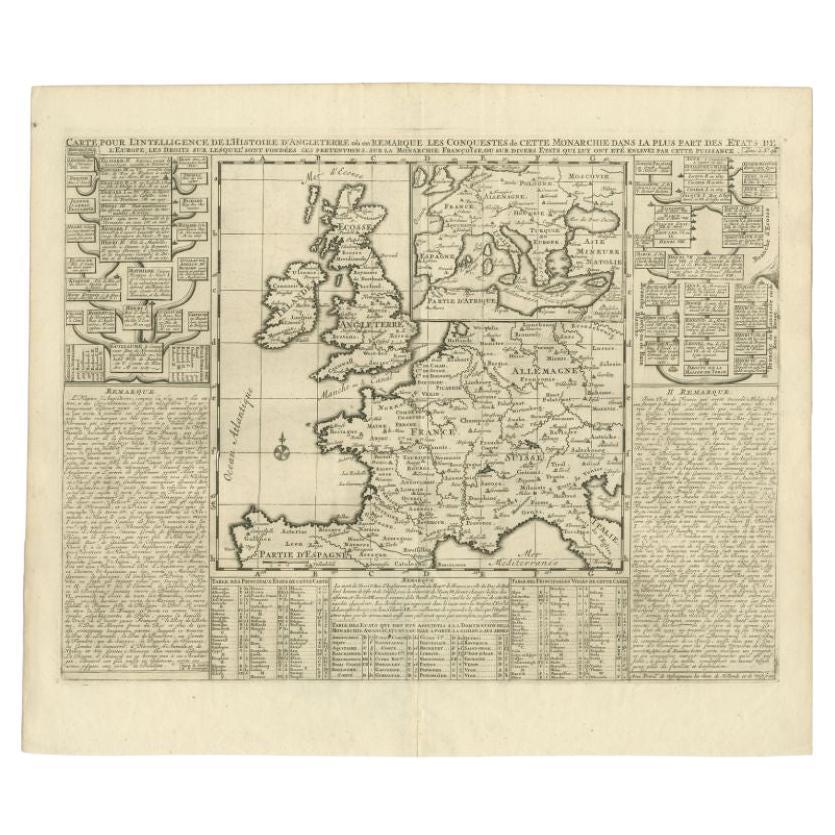 Antique Map of the British Isles and Part of Europe by Chatelain, c.1720 For Sale
