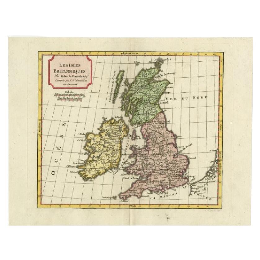 Antike Karte der britischen Inseln von Delamarche, 1806