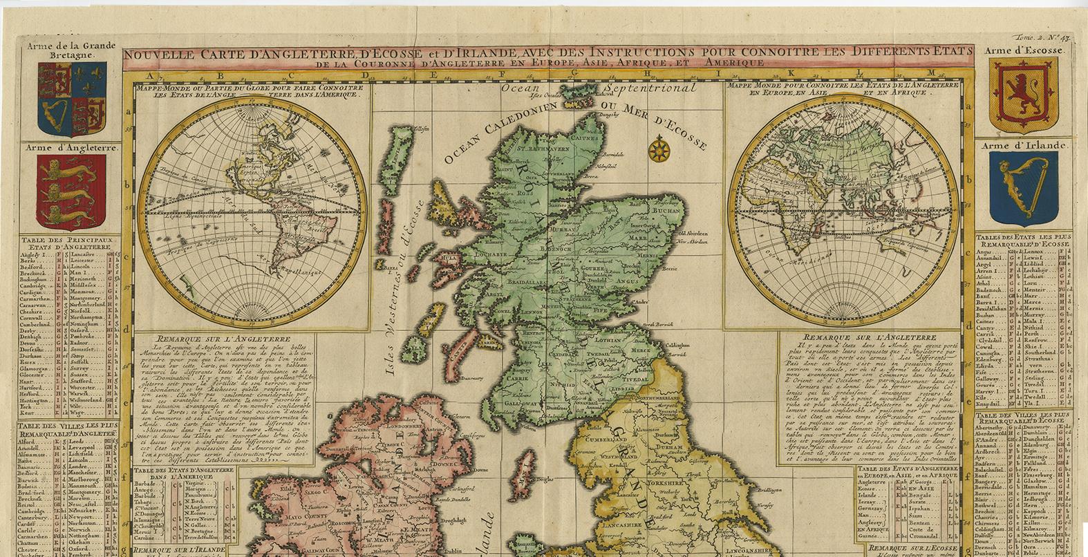 Antique Map of the British Isles by H. Chatelain, 1719 In Good Condition For Sale In Langweer, NL