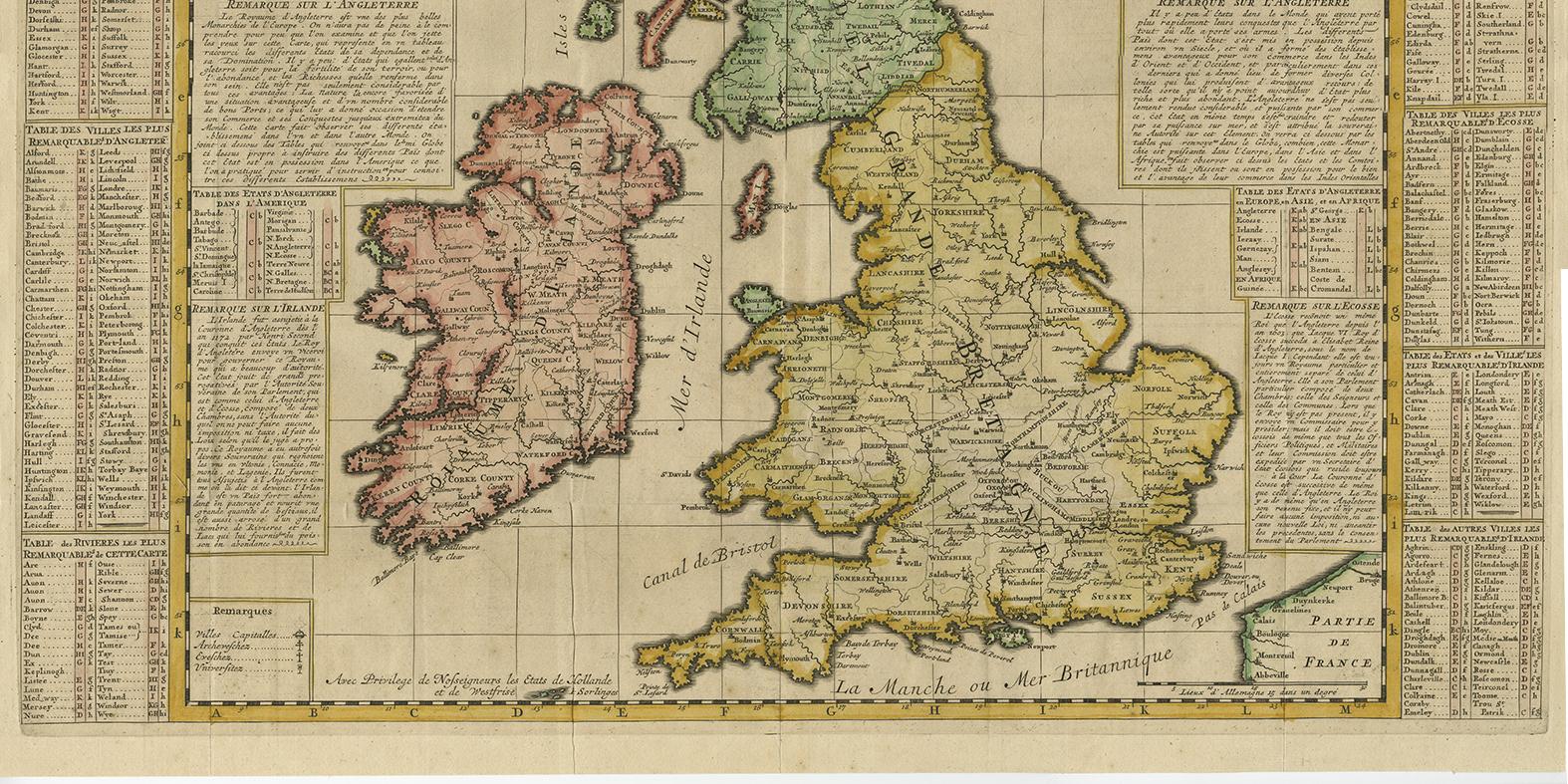 18th Century Antique Map of the British Isles by H. Chatelain, 1719 For Sale