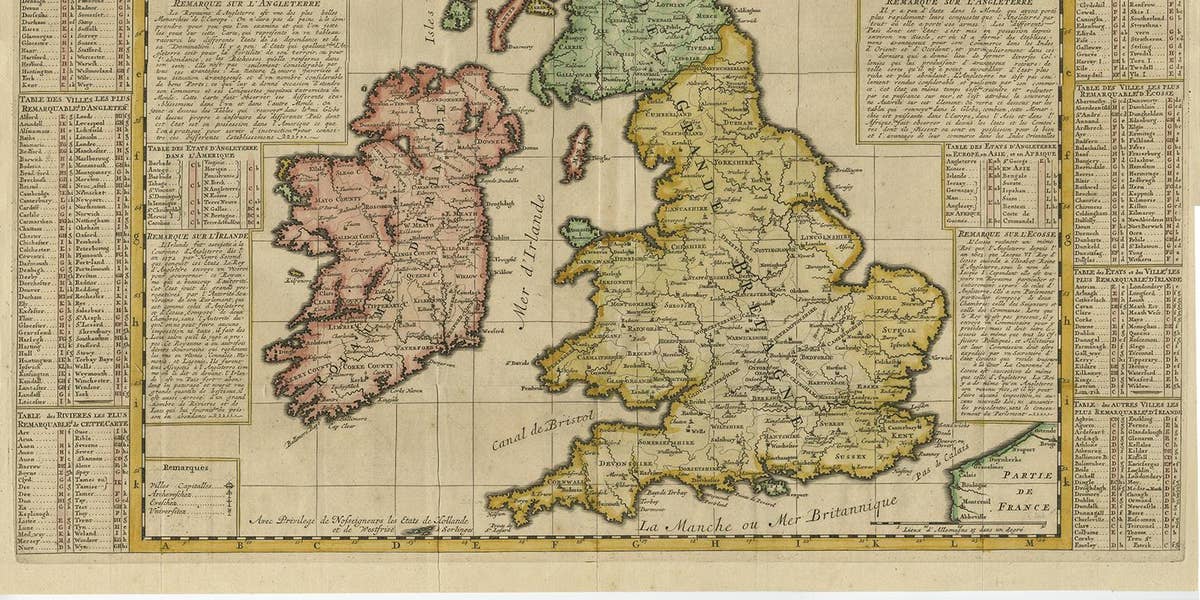 Antique Map of the British Isles by H. Chatelain, 1719
