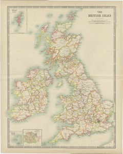 Antique Map of the British Isles by Johnston '1909'