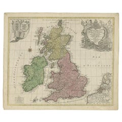 Carte ancienne des îles britanniques par Lotter, 1764