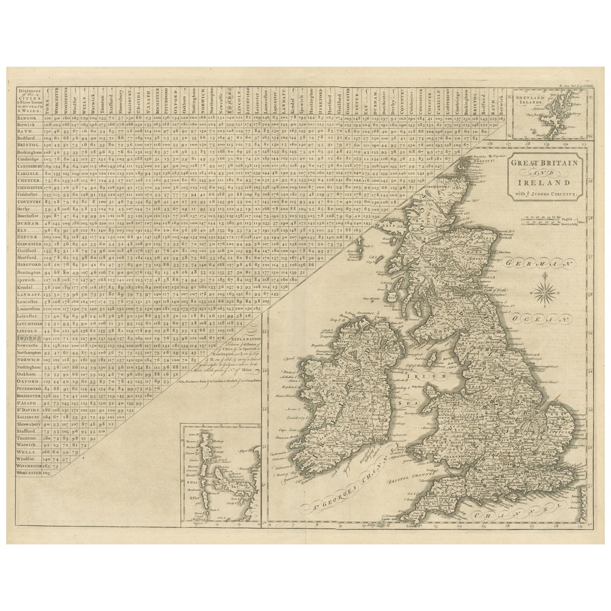 Carta geografica antica delle Isole Britanniche, inserti delle Isole Shetland e delle Ebridi