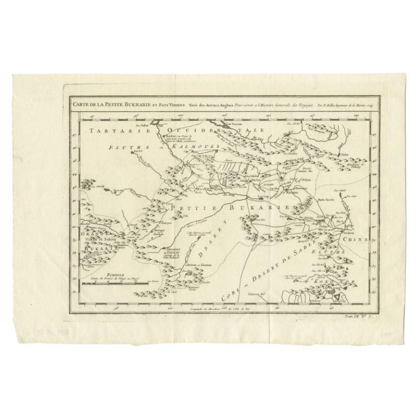 Antique Map of the Bukhari and Surroundings by Bellin, 1749 For Sale