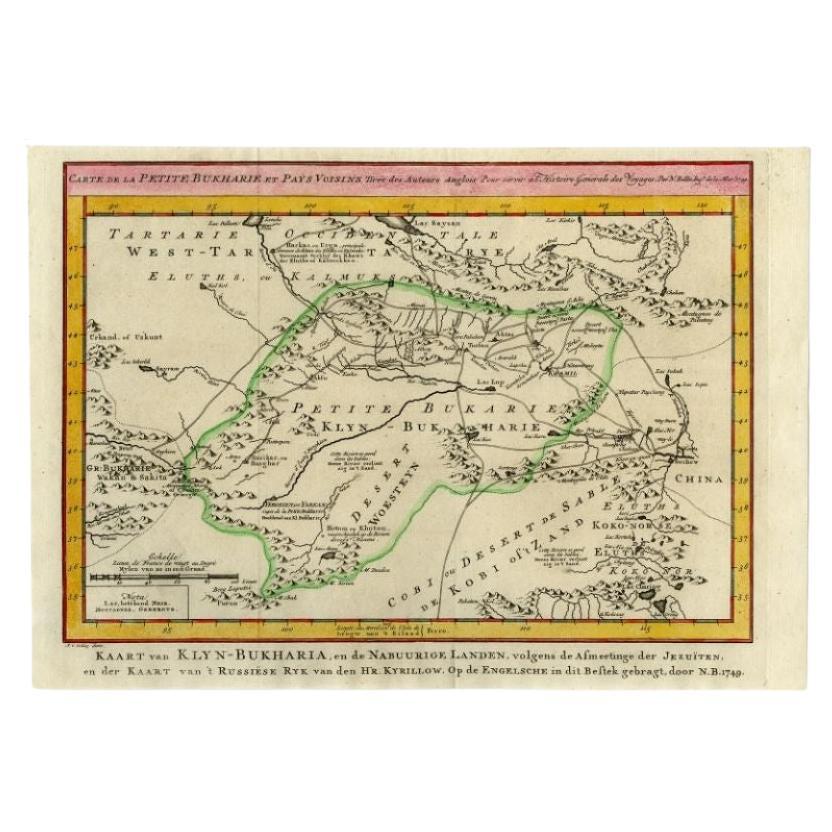 Antique Map of the Bukhari Region by Van Schley, 1758 For Sale