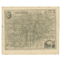 Carte ancienne de la région bourgogne-française-comte par Janssonius, 1657