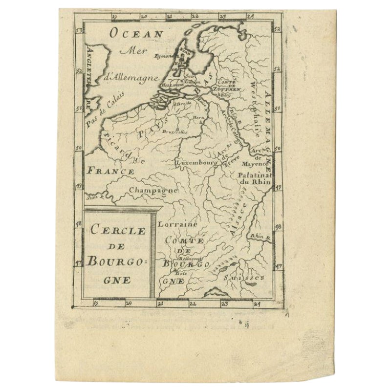Carte ancienne de la région de Bourgogne par Mallet, vers1683
