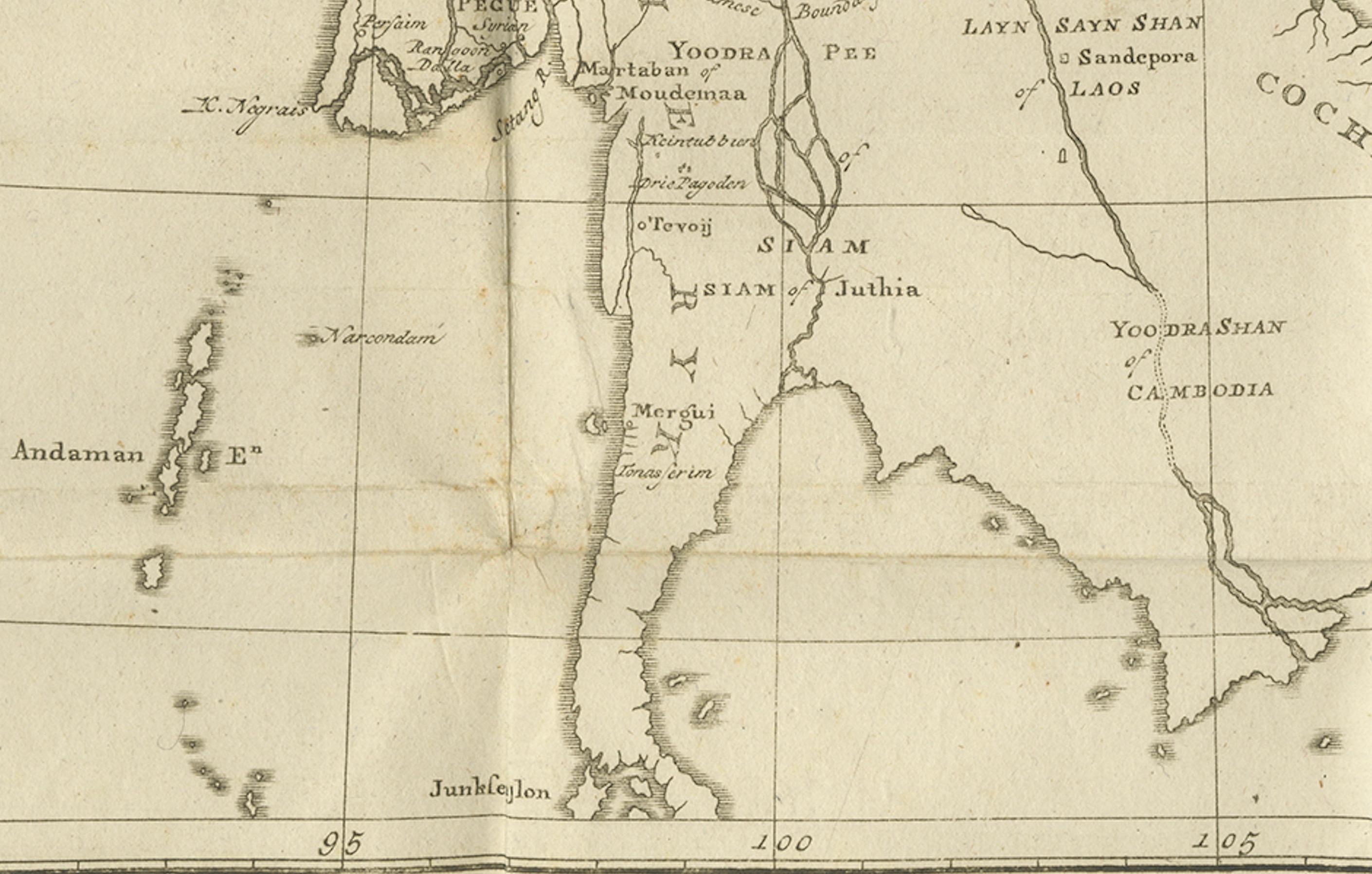 Mapa antiguo del Imperio birmano y la Alta Indochina - por Dalrymple, c.1800 Inglés en venta