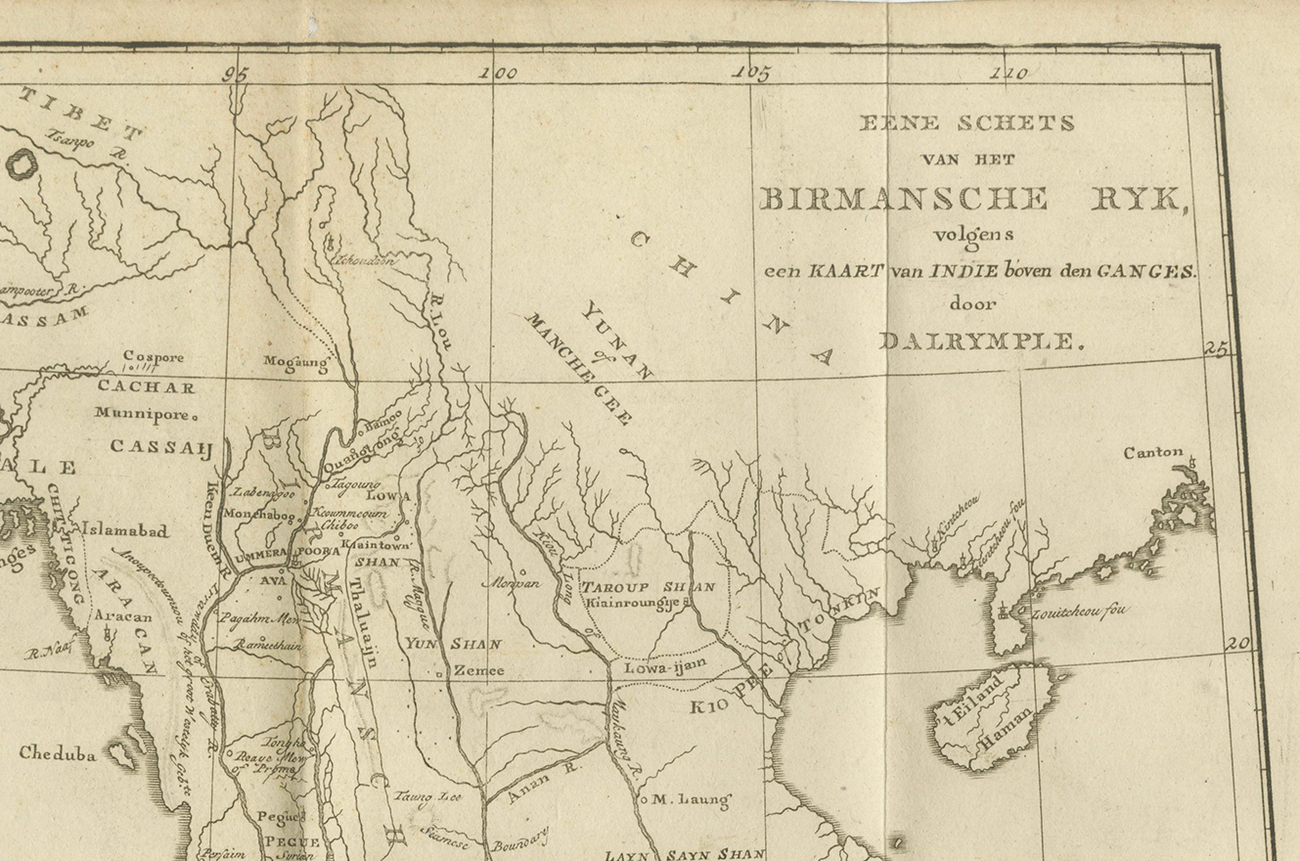 Mapa antiguo del Imperio birmano y la Alta Indochina - por Dalrymple, c.1800 en Bueno estado para la venta en Langweer, NL