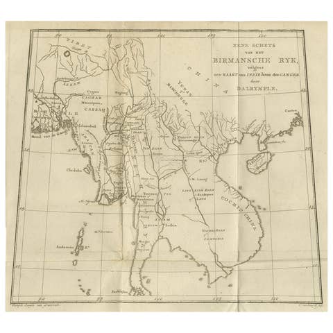 Antique Map of the Burmese Empire and Upper Indochina – by Dalrymple, c.1800