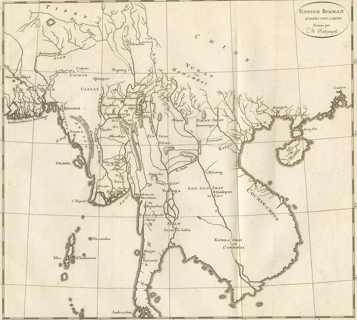 Antique Map of the Burmese Empire by Symes, '1800'