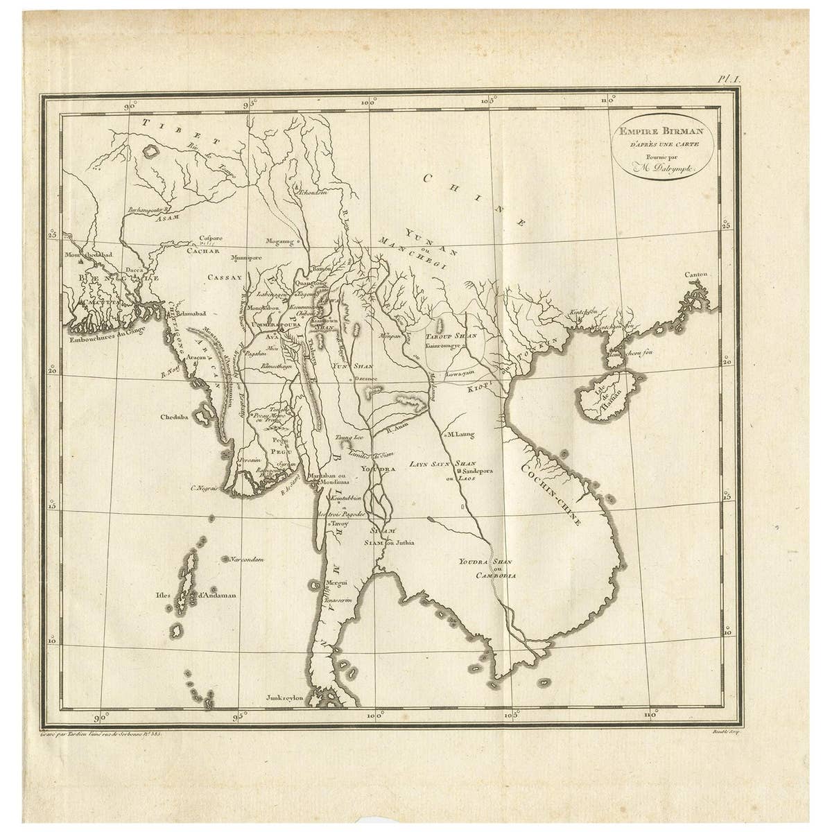 Antique Map of the Burmese Empire by Symes, '1800'