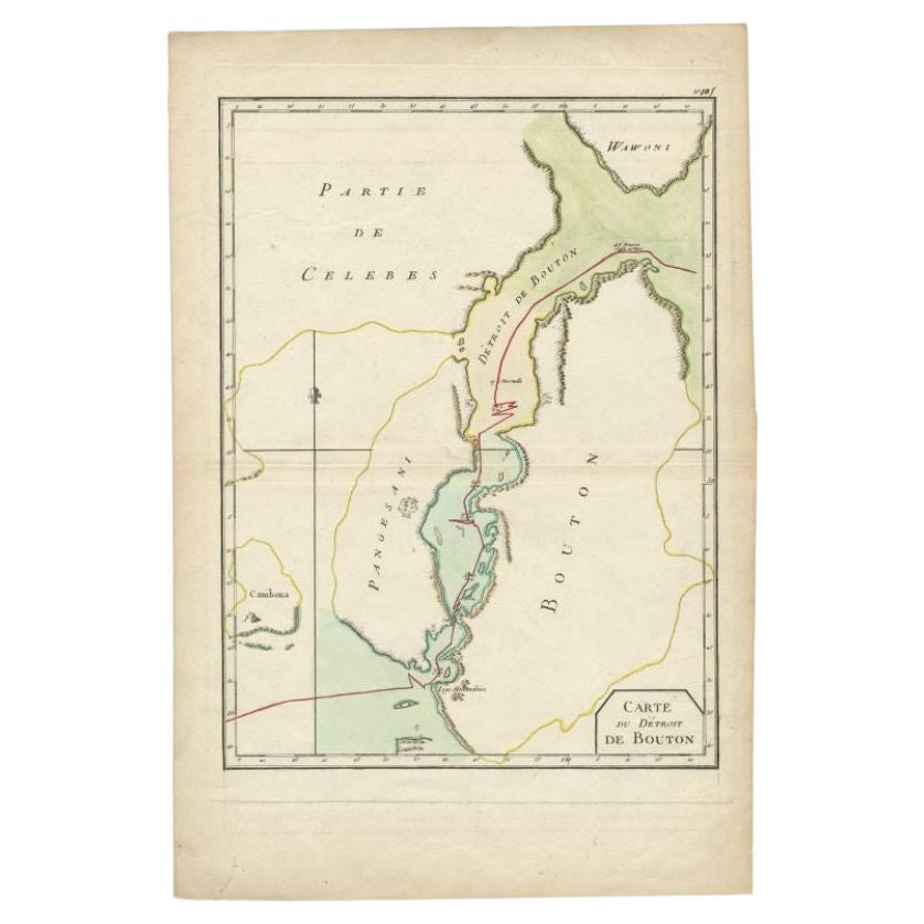 Antique Map of the Buton Strait by Philippe, 1787 For Sale