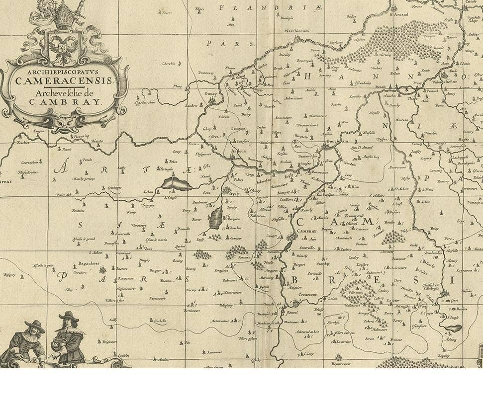 Antique Map of the Cambrai Region by Pitt, circa 1680