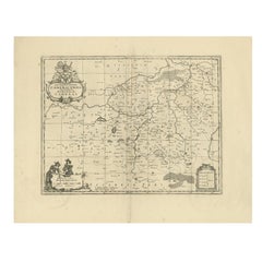 Antique Map of the Cambrai Region by Pitt, circa 1680