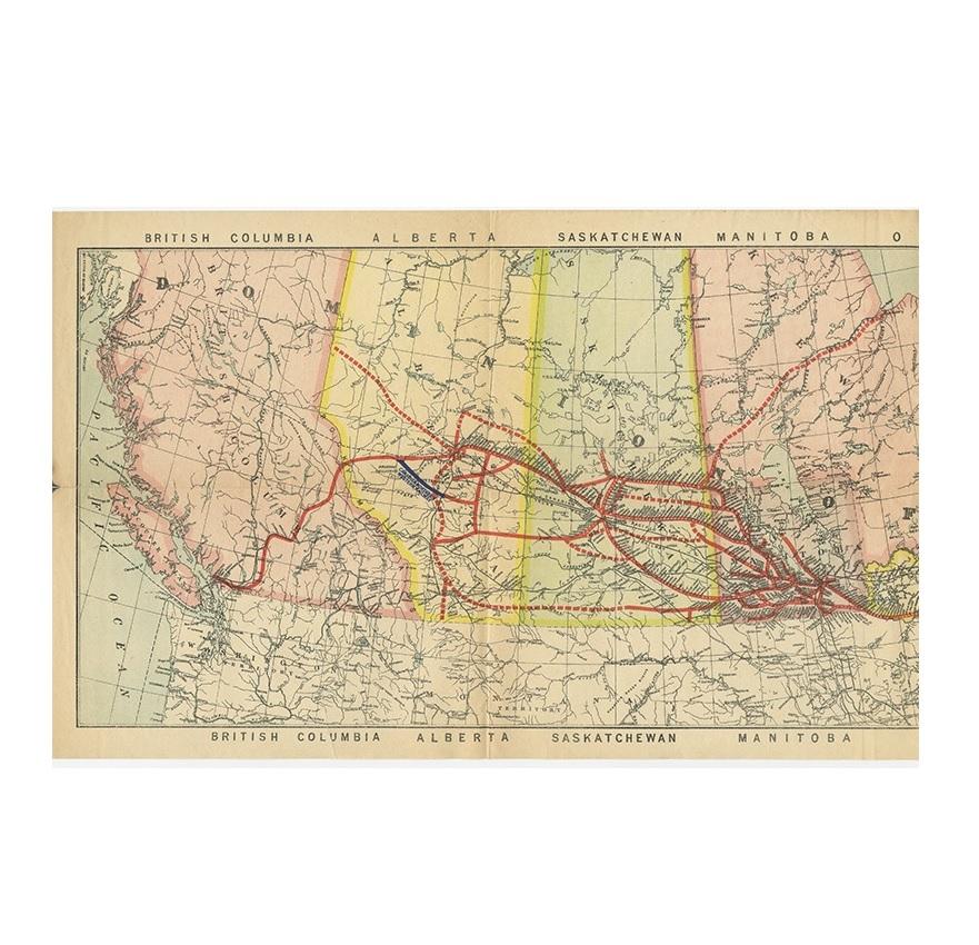 Antique map titled 'Map of the Canadian Northern Railway System'. Lithographed map of the Canadian Northern Railway. Shows railroad of British Colombia, Alberta, Saskatchewan, Manitoba, Ontario, Quebec, New Brunswick and Nova Scotia.
