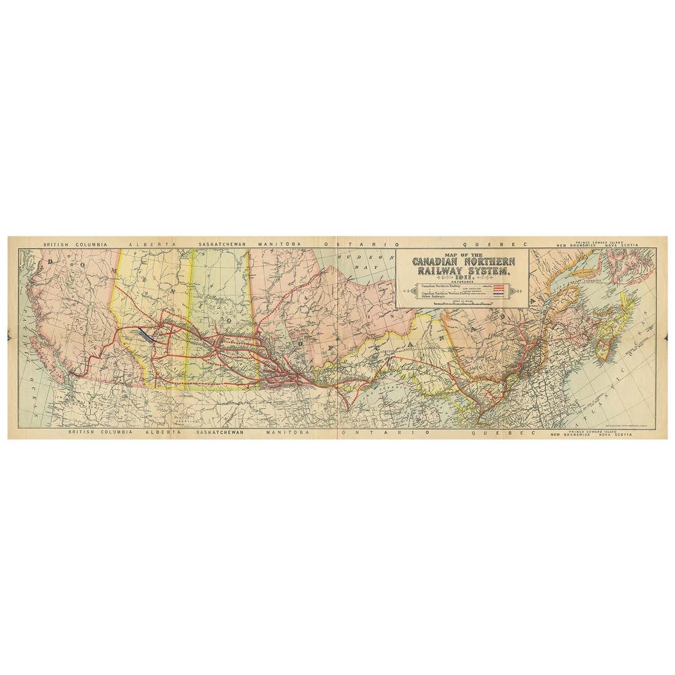 HomeSense Antique Canadian Railway Map