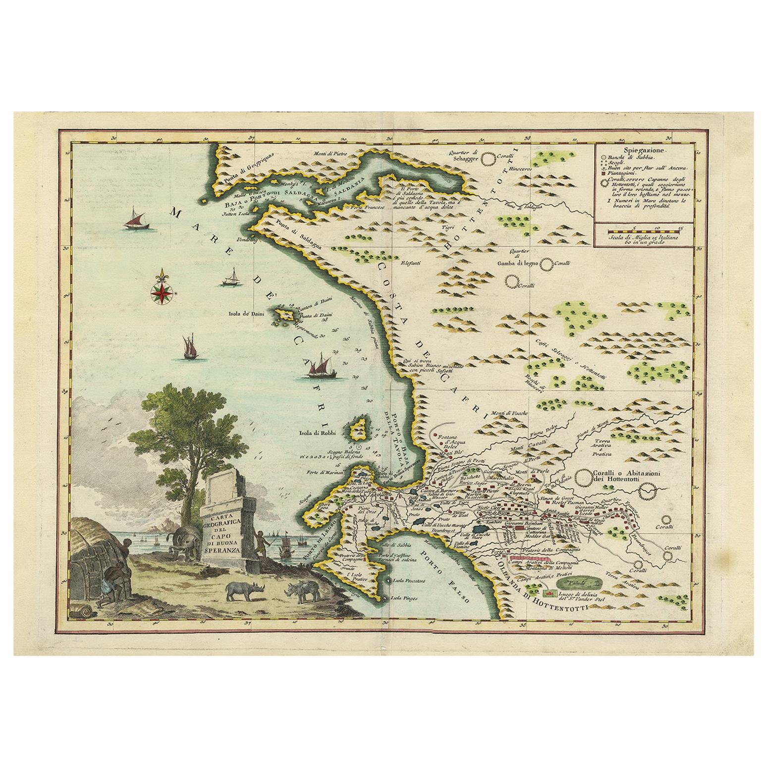 Antique Map of the Cape of Good Hope 
Africa
 by Albrizzi 
1740
