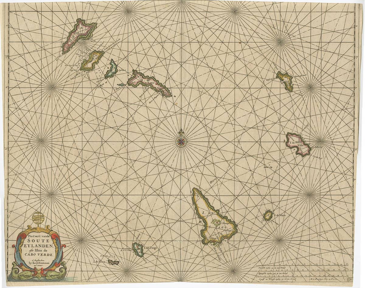 Antique Map of the Cape Verde Islands, Africa, ca.1670