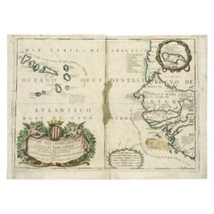 Carte ancienne des îles du Cap Verde et d'une partie du Senegal, Afrique de l'Ouest, 1690