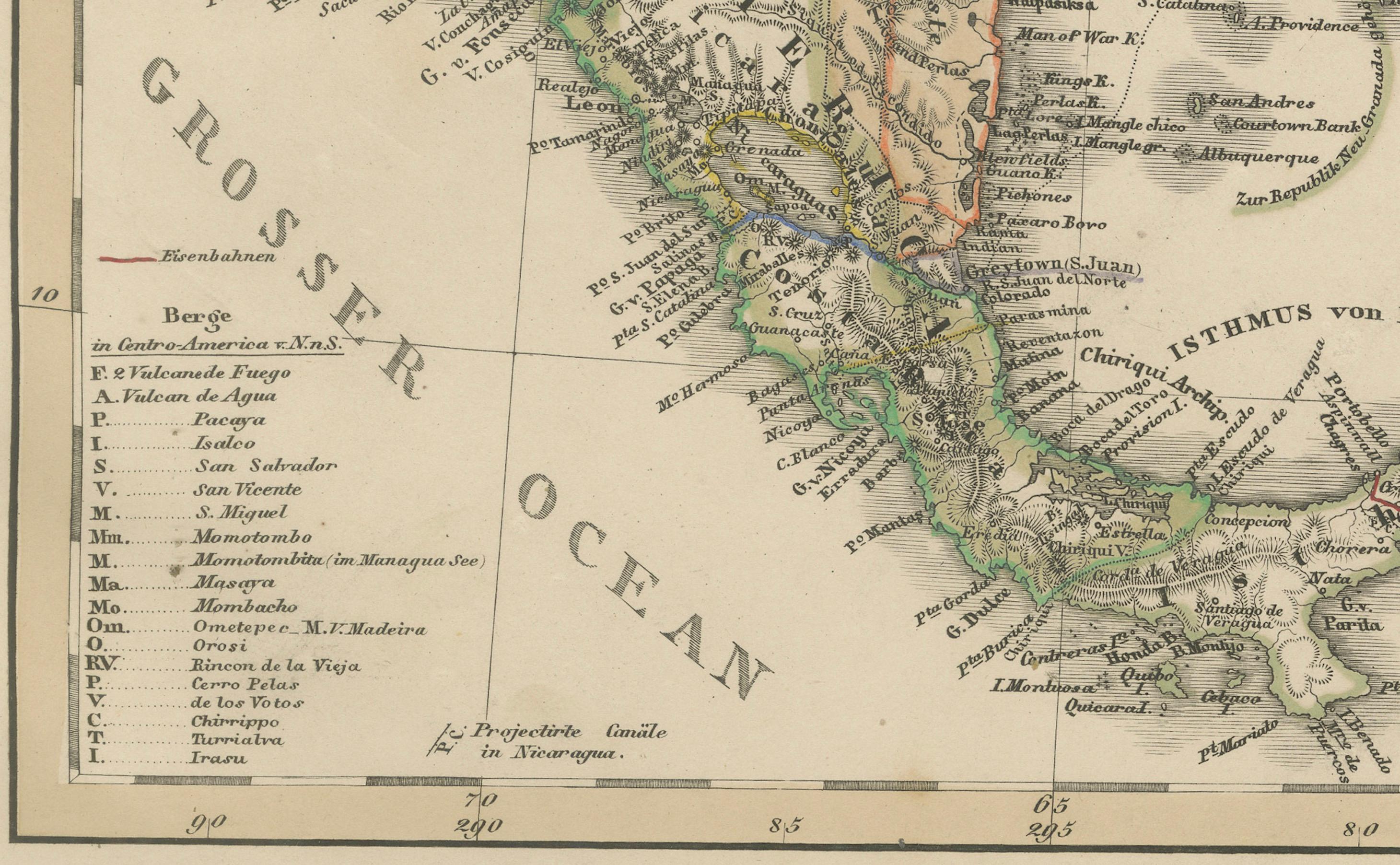 Inciso Carta geografica antica dei Caraibi e dell'America Centrale - Indie Occidentali, 1857 in vendita