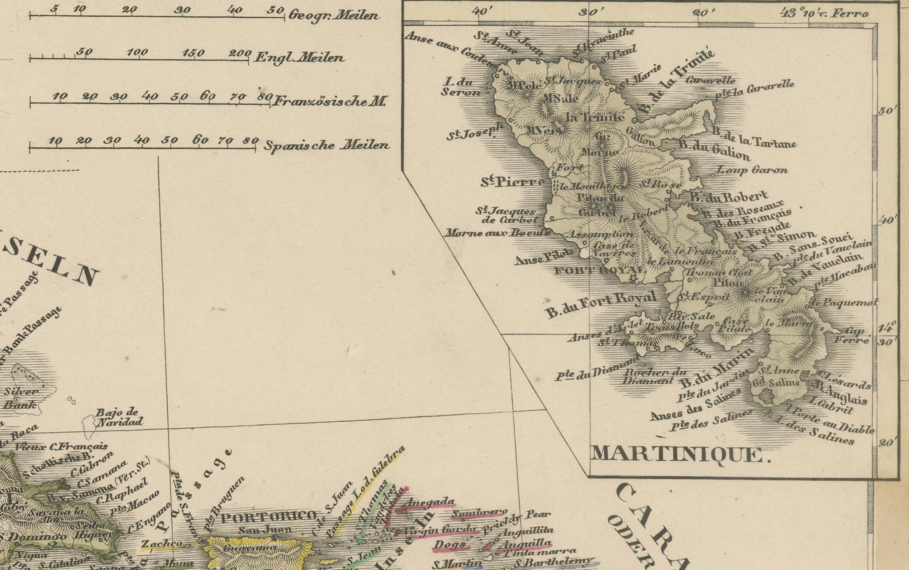 XIX secolo Carta geografica antica dei Caraibi e dell'America Centrale - Indie Occidentali, 1857 in vendita