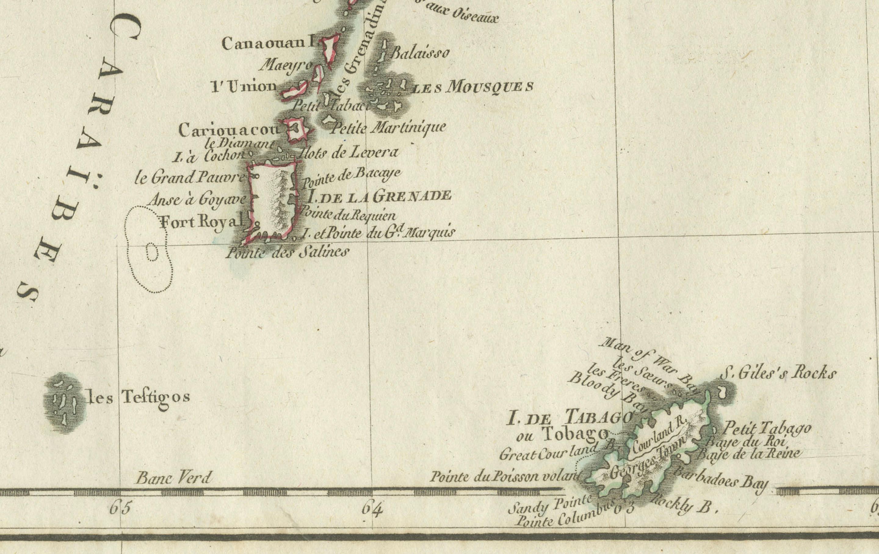Début du XIXe siècle Carte ancienne des îles Caraïbes et du golfe du Mexique par Tardieu, 1802