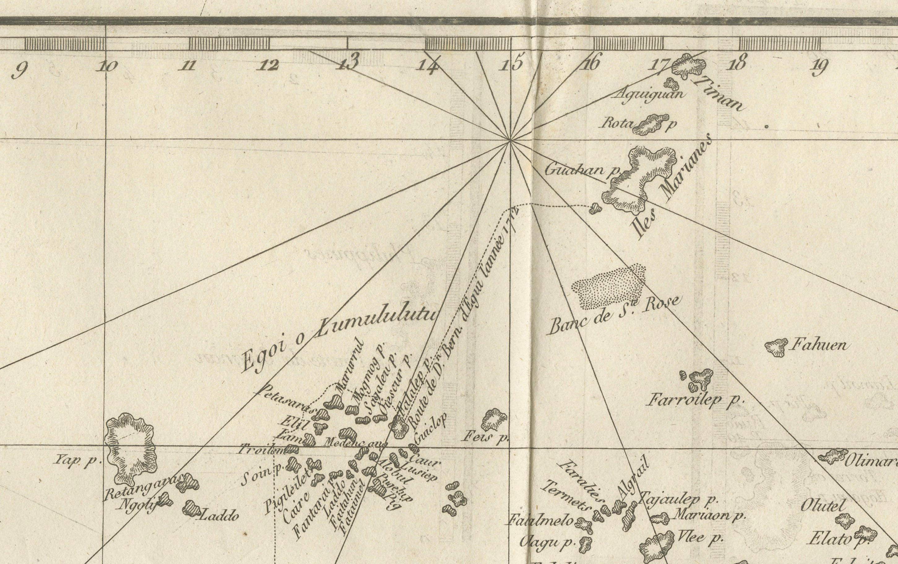 Antike Karte der Caroline-Inseln - Frühe Erforschung des Pazifiks, ca. 1760 im Zustand „Gut“ im Angebot in Langweer, NL