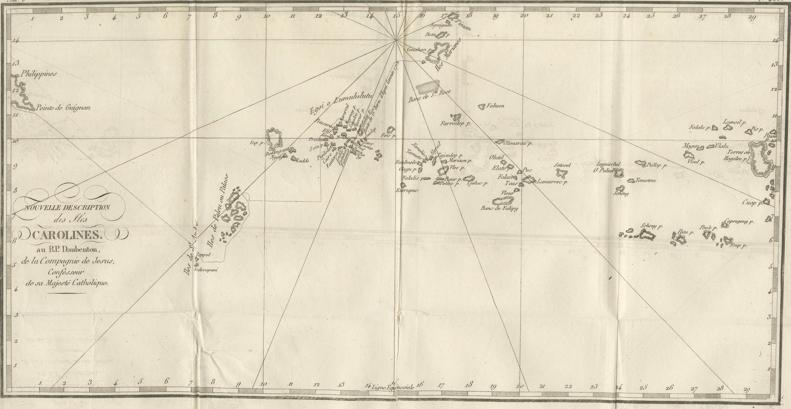 Antike Karte der Caroline-Inseln - Frühe Erforschung des Pazifiks, ca. 1760 (Papier) im Angebot