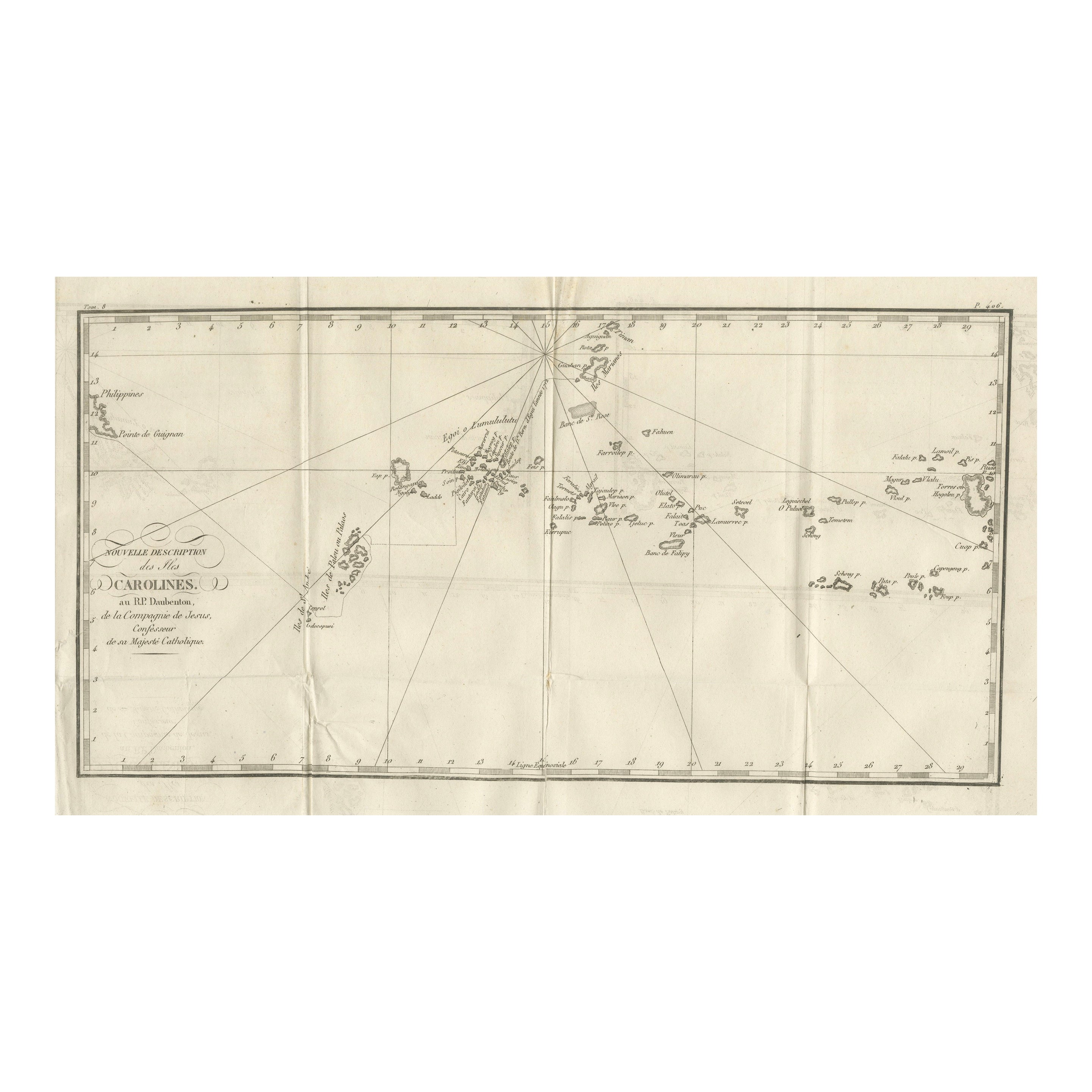 Antike Karte der Caroline-Inseln - Frühe Erforschung des Pazifiks, ca. 1760 im Angebot
