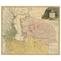 Antique Map of the Caspian Sea, Uzbekistan, Northern Persia Etc, C.1735