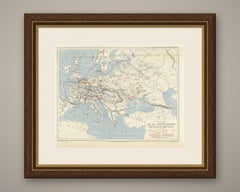 Antique Map of the Cattle Plague in Europe, Reynal, 1711 to 1871