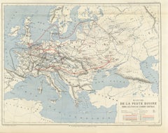 Antique Map of the Cattle Plague in Europe, Reynal, 1711 to 1871