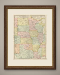 Antique Map of the Central United States, Chicago to Denver, Rand McNally, 1899