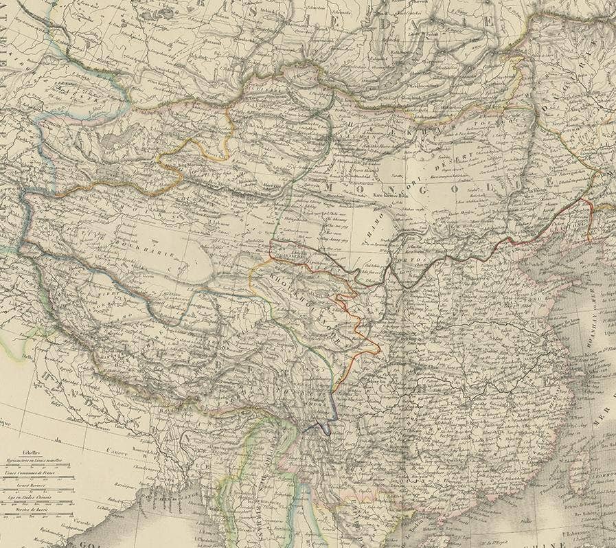 Antique Map of the Chinese Empire and Japan by Lapie, 1842