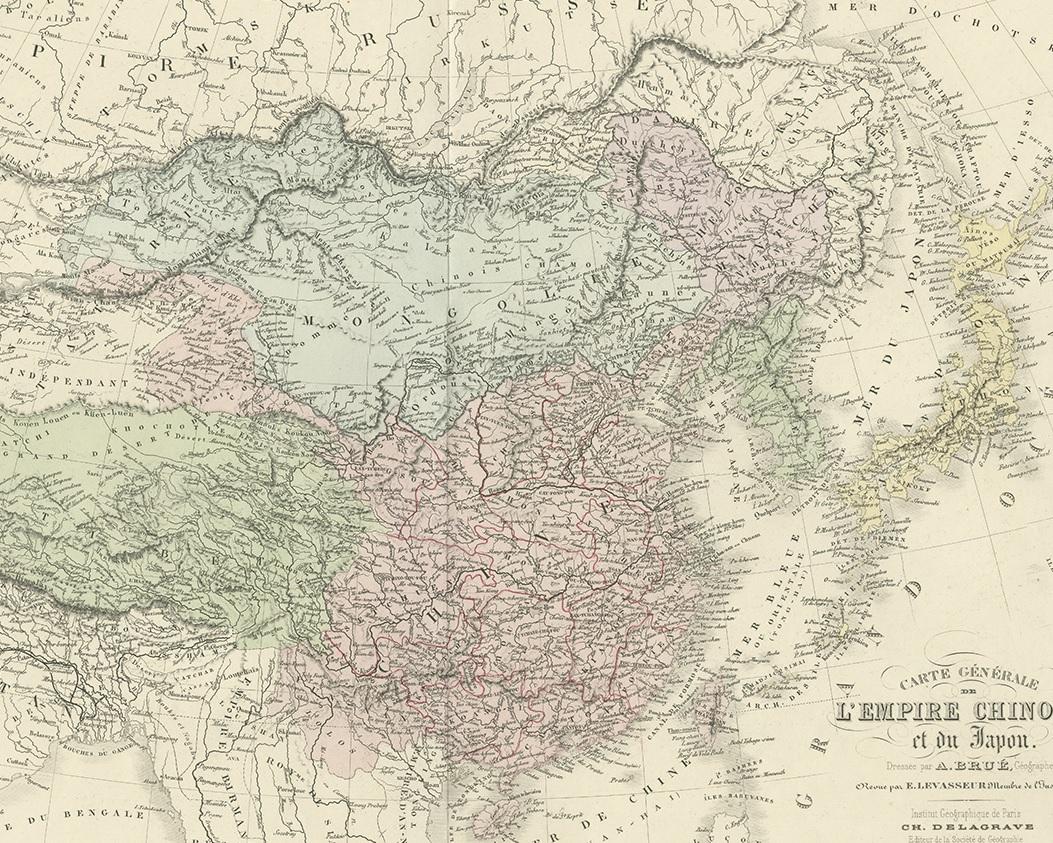 Carte ancienne de l'Empire chinois et du Japon, « 1875 » Bon état - En vente à Langweer, NL