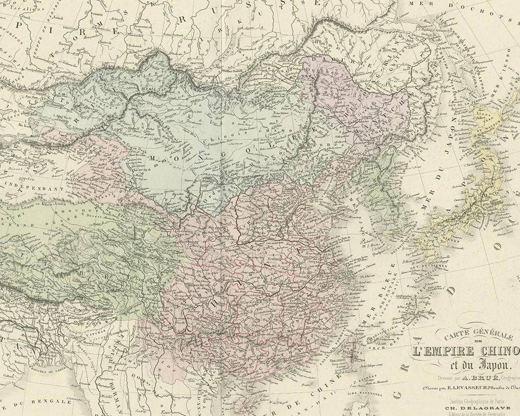 Antique Map of the Chinese Empire and Japan, 1875