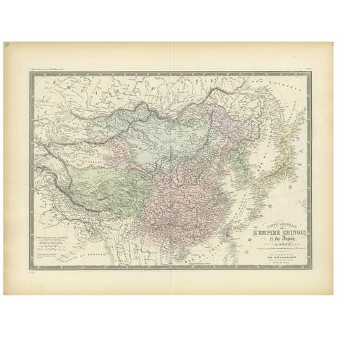 Antique Map of the Chinese Empire and Japan, 1875