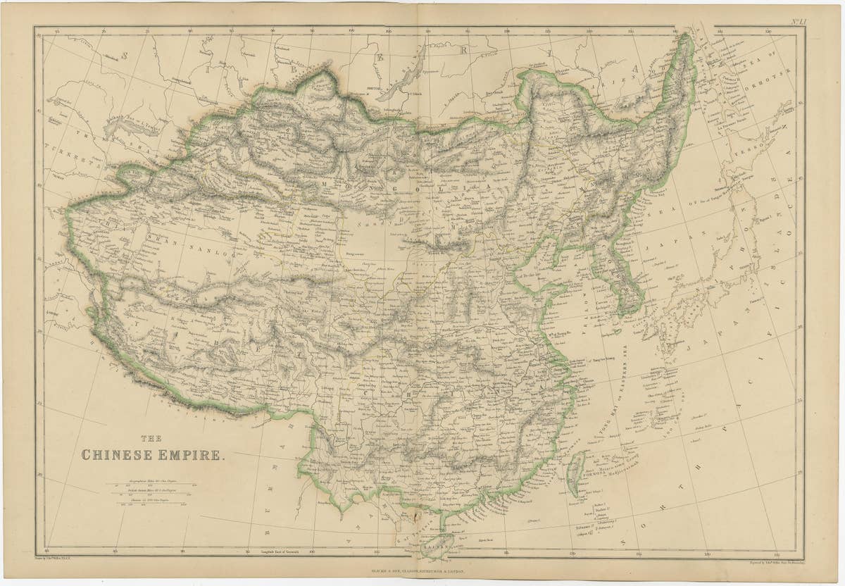Antique Map of the Chinese Empire by W. G. Blackie, 1859